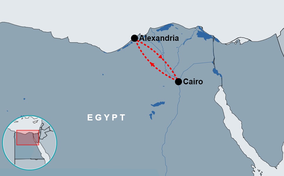 4 Day Cairo and Alexandria Tour Package map 4 Day Cairo and Alexandria Tour Package map